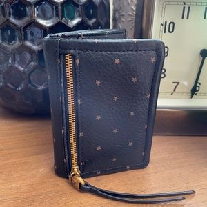 Hobo Bifold Wallet- Black w gold stars